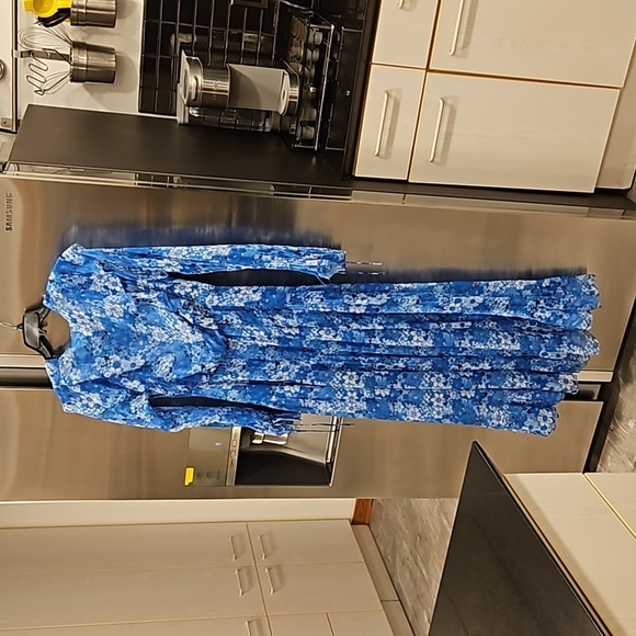 💕THE KOOPLES💕 Long Dress ~ Blue Floral Print Size 3 = EU 40 Large - Picture 12 of 16